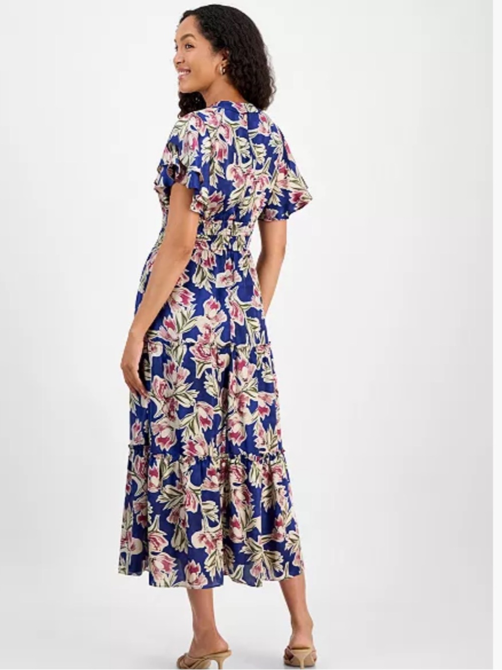 julia jordan Women's Printed Tiered-Short-Sleeve Dress Size 10 - Picture 2 of 8